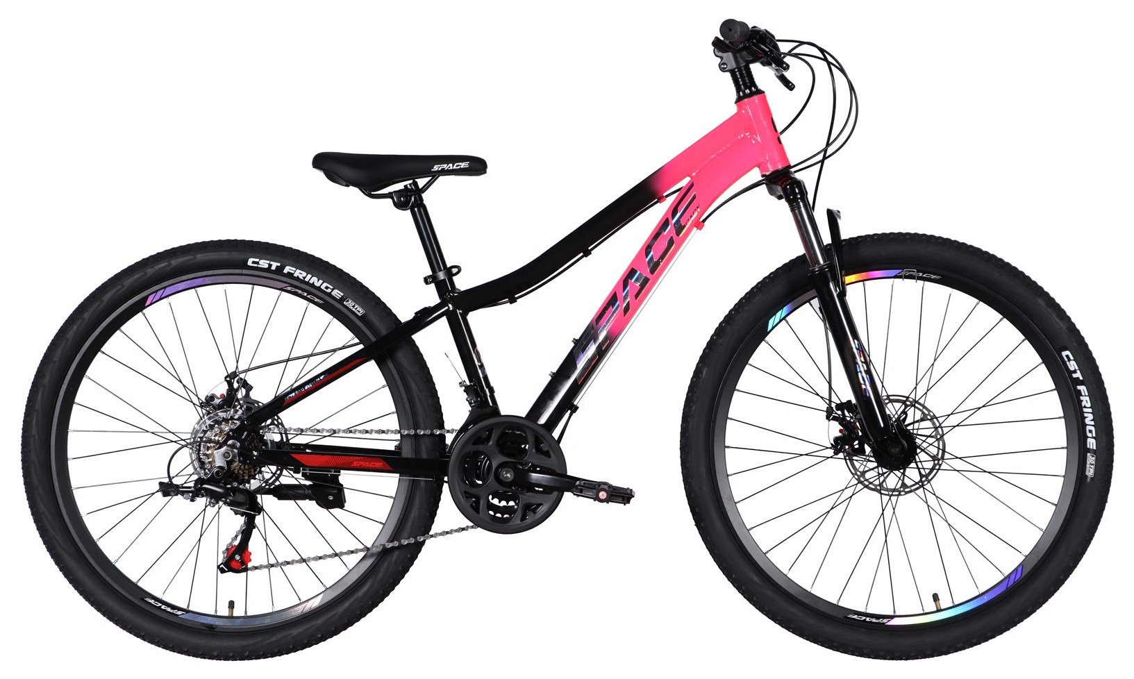 Велосипед AL 26" SPACE LYRA DD FR рама-13" розово-черный 2026, OPS-SP-26-097