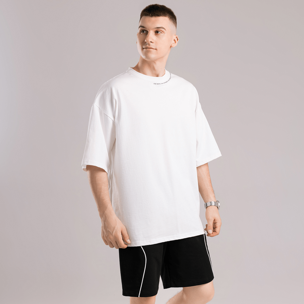 Молочна футболка. Футболка оверсайз чоловіча. Базова футболка Pobedov Onyx, POB_00000008898