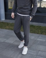 Мужские брюки джогеры с карманами темно-серые Pobedov 95
