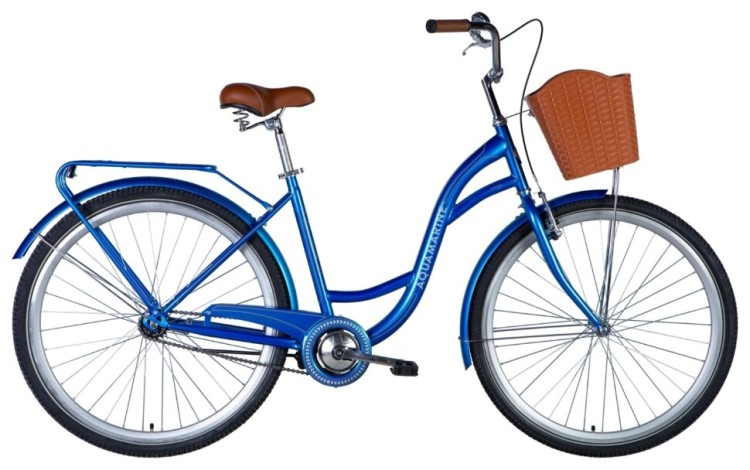 Велосипед ST 28" Dorozhnik AQUAMARINE тормозная рама-" с багажником задн St с корзиной Pl с крылом St 2024 (синій), OPS-D-28-401