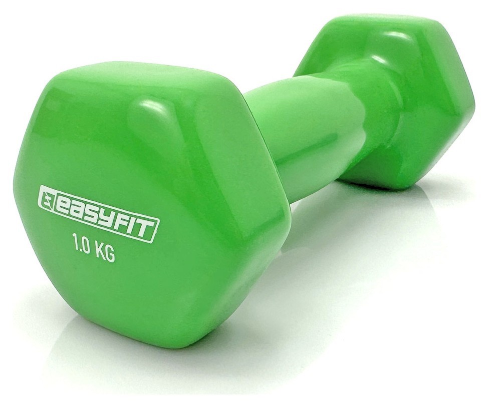 Гантель для фітнесу 1.0 кг EasyFit із вініловим покриттям салатова, EFIT_EF-0010-G