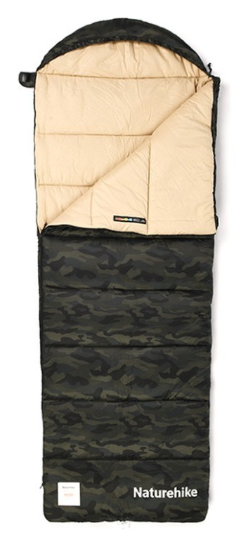 Спальний мішок з капюшоном Naturehike M320 CNK2350WS023, зелений камуфляж, правий, FNR_6975641889205