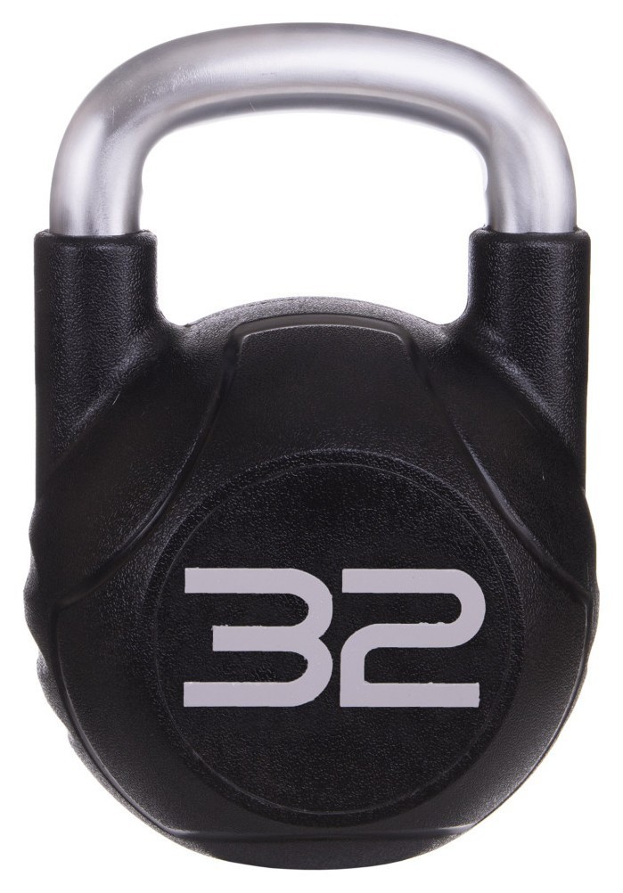 Гиря цельная с полиуретановым покрытием и хромированной ручкой Zelart TA-2681-32 32кг (MD2220-32) (металл, PU, черный), RNS_TA-2681-32