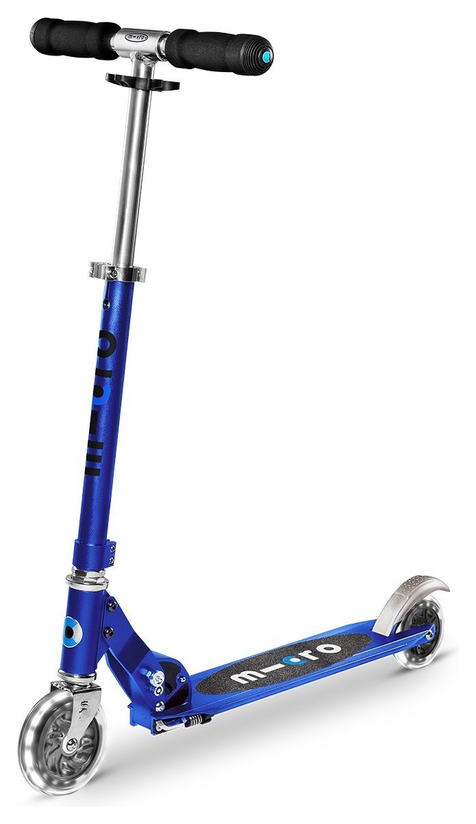 Самокат MICRO серии "Sprite LED" - САПФИРОВЫЙ СИНИЙ (сложный, до 100 кг (kg), двухколесный, свет), SA0231