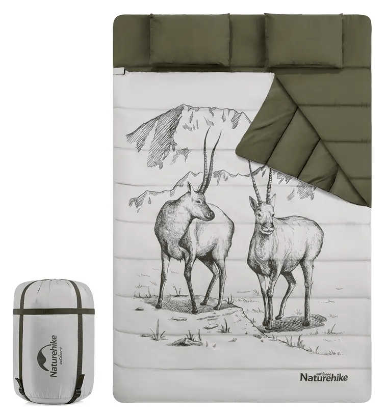 Спальный мешок двухместный с подушками Naturehike NH21MSD06, зеленый, FNR_6927595795330