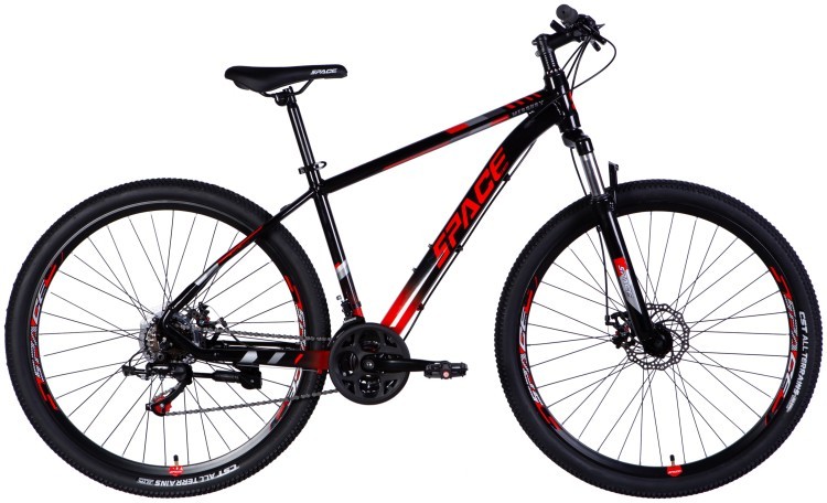 Велосипед AL 29" SPACE MERCURY DD FR рама-18" черно-красный 2025, OPS-SP-29-053
