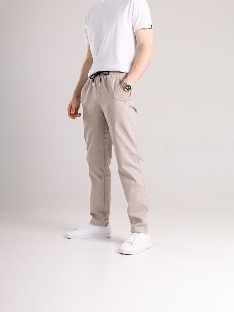 Чоловічі бежеві штани демісезонні котонові прямого крою Pobedov Step, POB_00000008608