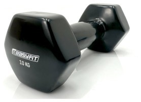 Гантель для фитнеса 3.0 кг. EasyFit с виниловым покрытием черная.