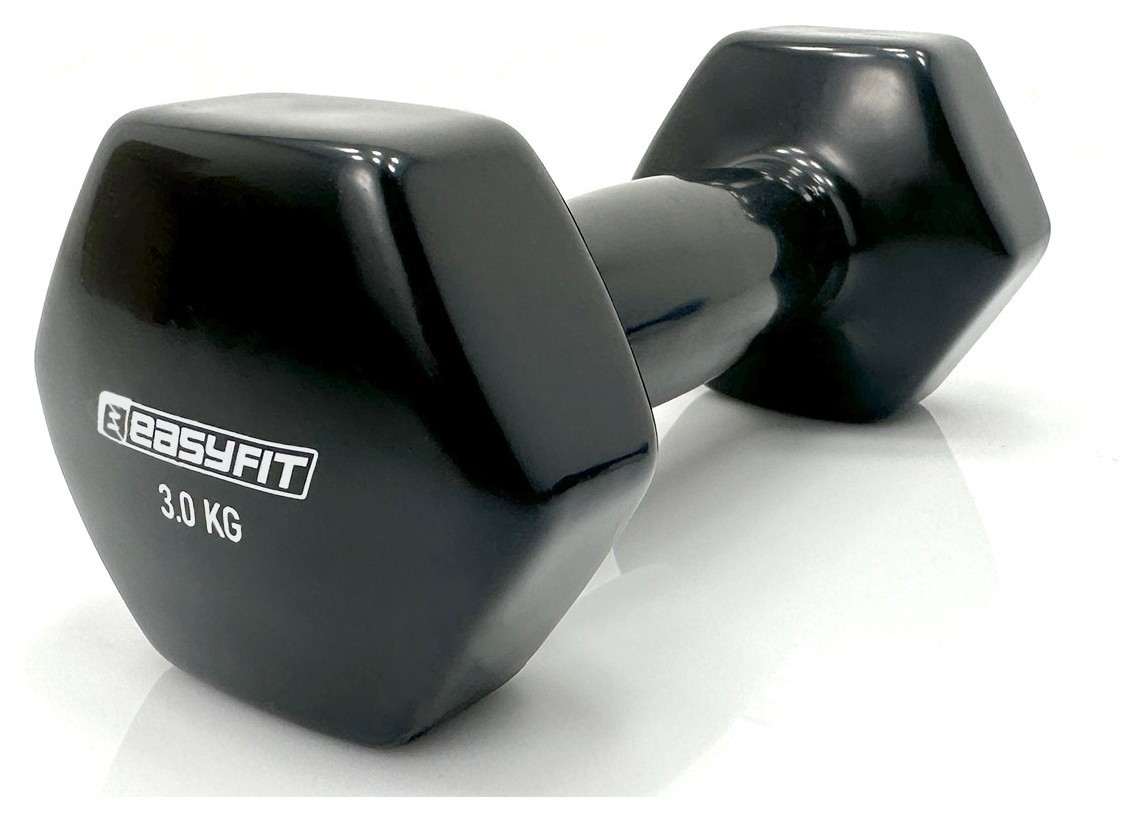 Гантель для фітнесу 3.0 кг EasyFit із вініловим покриттям чорна, EFIT_EF-0030-BK