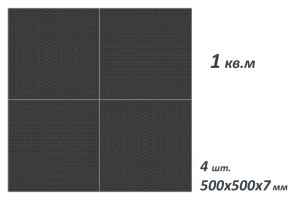 Комплект захисного покриття з литої гуми під лаву, штангу, гантелі, 1х1 м