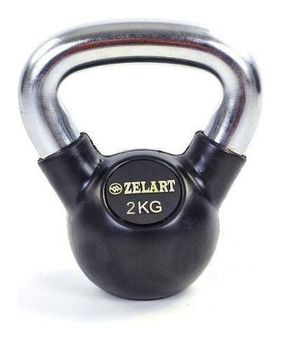 Гиря гумова з хромованою ручкою на 2 кг ТА-5162-2, RNS_ТА-5162-2