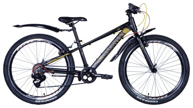 Велосипед 24" Discovery QUBE Vbr 2024 (черно-желтый (м)), OPS-DIS-24-356