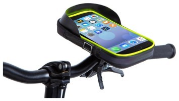 Велосипед на руль водоотталкивание. материал BRAVVOS SJ-001 черный с салатным с отделением для смартфона AM (брендированная упаковка)