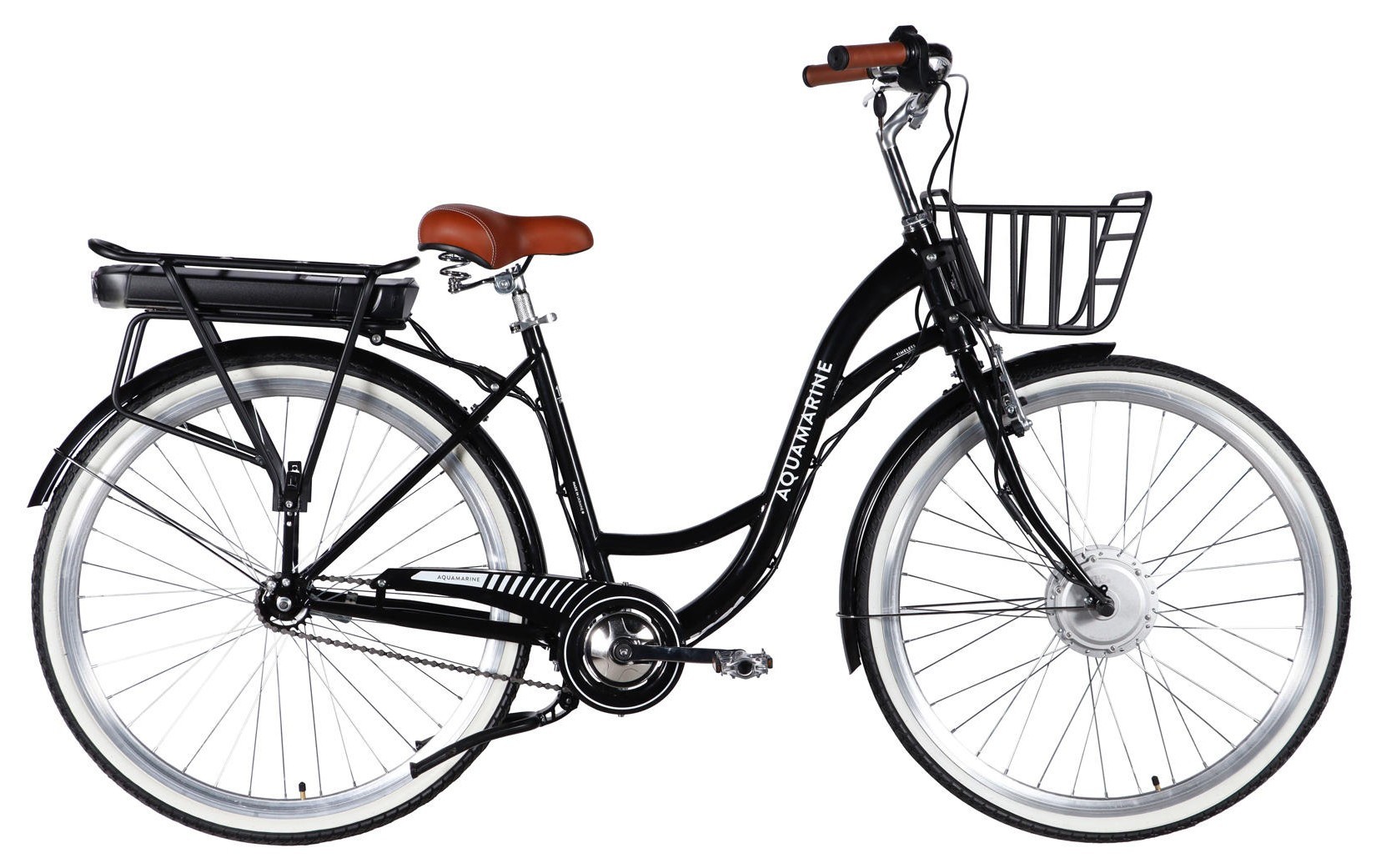 Велосипед уцененный с электроприводом 28" ST Dorozhnik eAQUAMARINE BH рама-19" 36B 13А*г 500Вт черный с корзиной 2026, STK-D-28-640