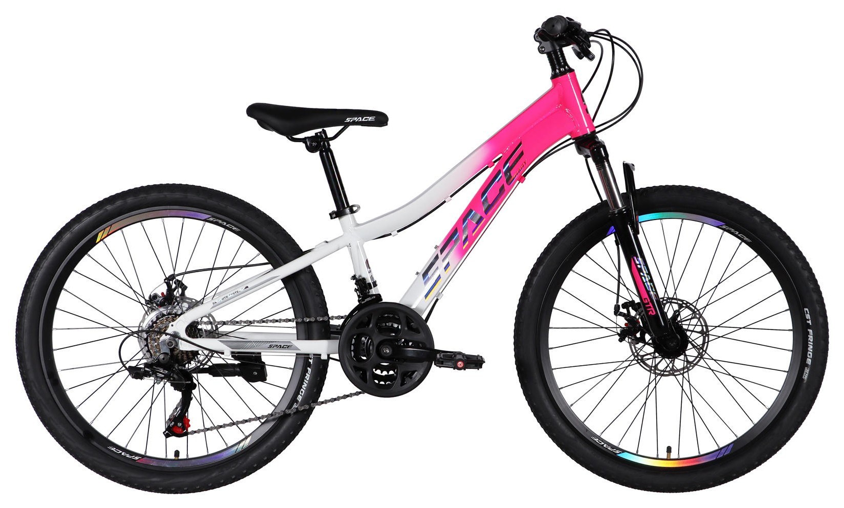 Велосипед AL 24" SPACE IZIDA DD FR рама-11" розово-белый 2026, OPS-SP-24-084
