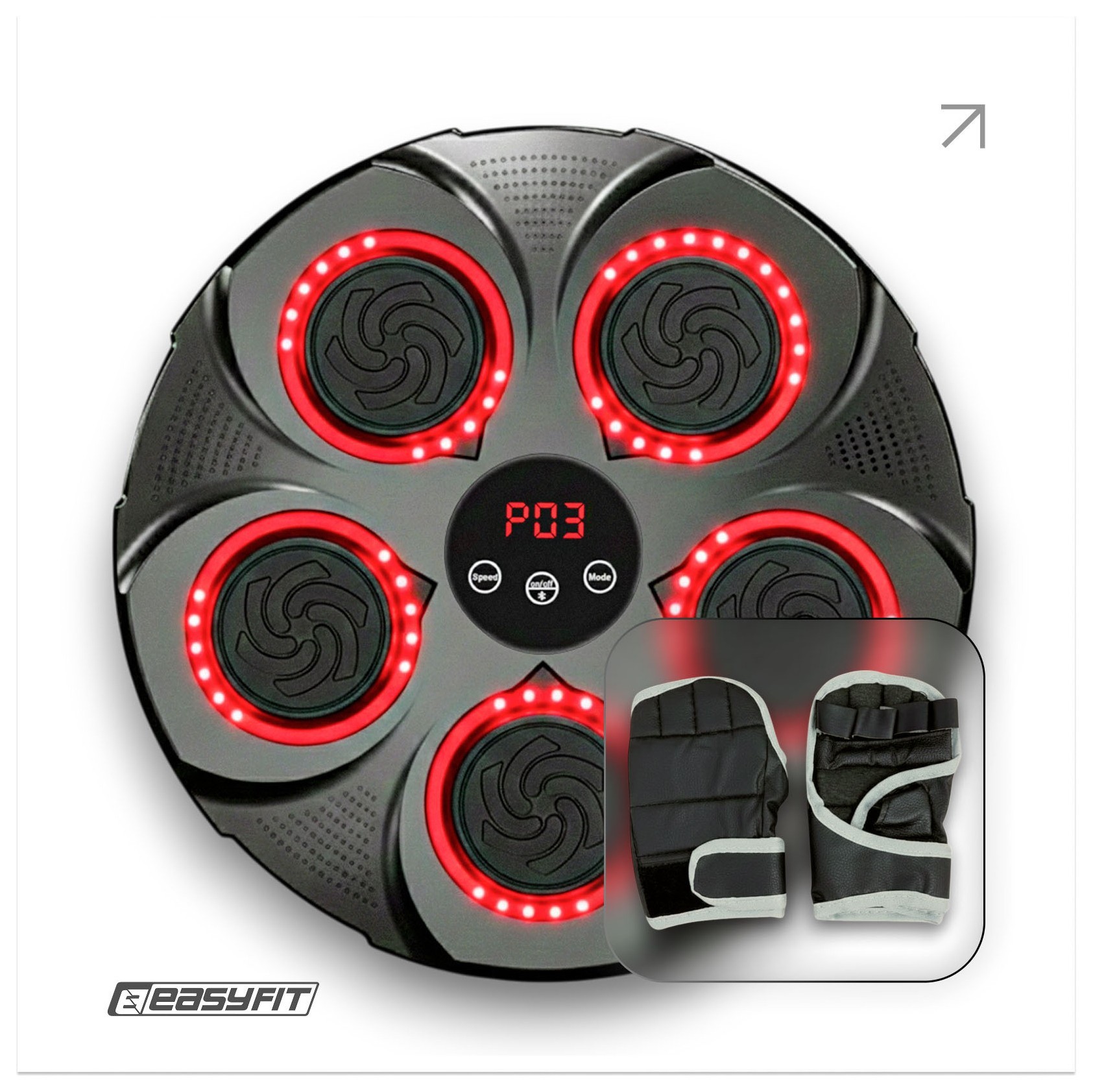 Боксерский тренажер EasyFit настенный музыкальный с подсветкой, EFIT_EF-0352